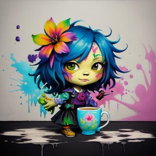 flower, goblincore, cute maggie Lee, morning coffee, baby