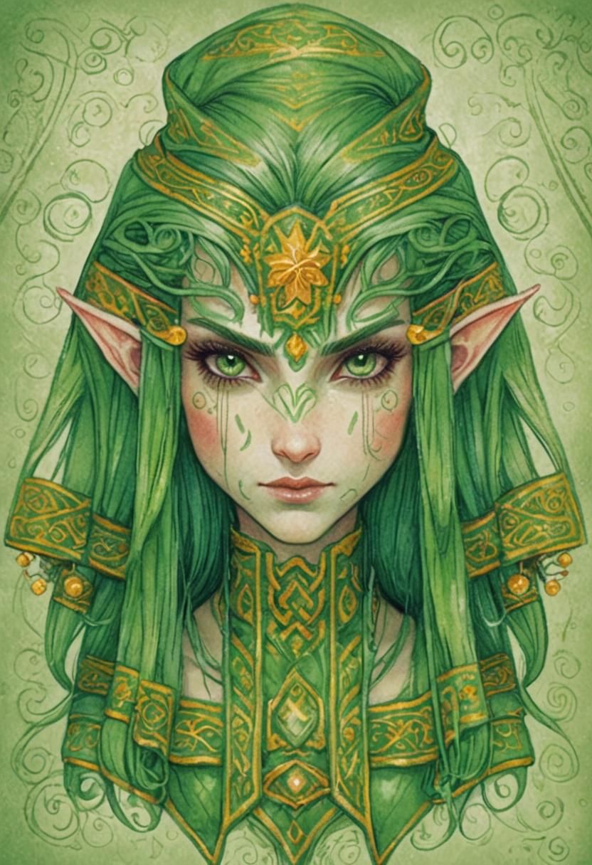 Green-Haired Elf Character