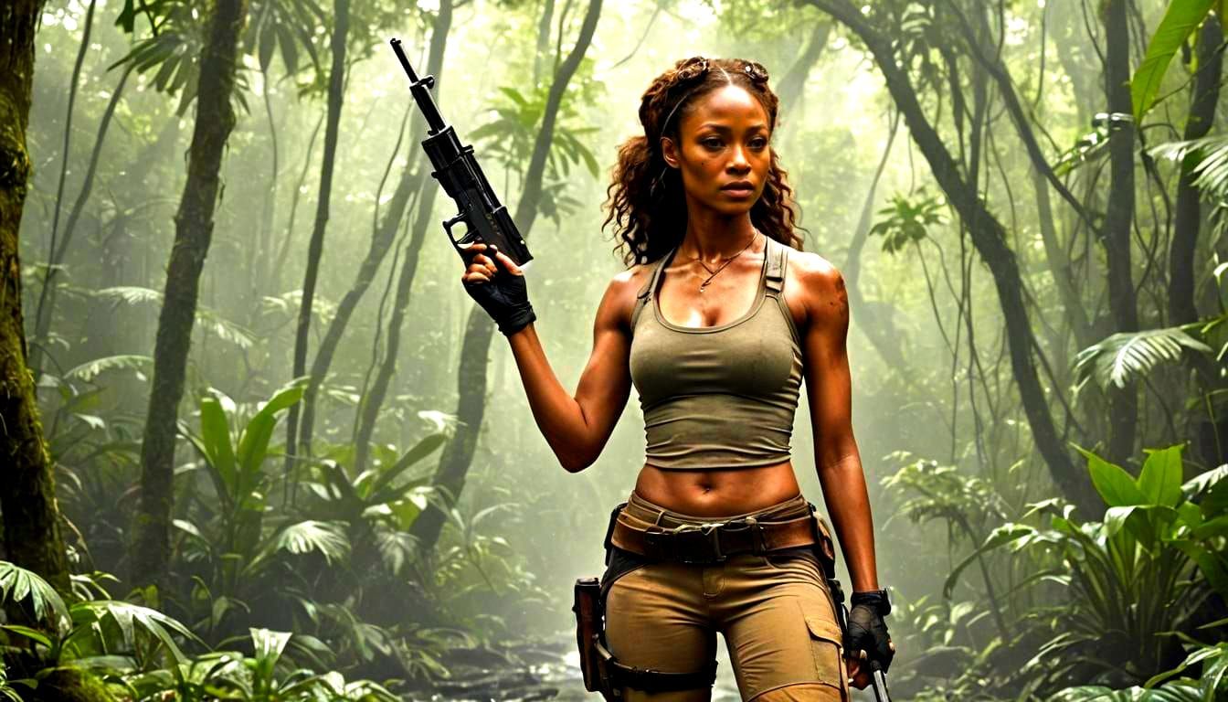 "Yaya DaCosta" as Lara Croft in the jungle