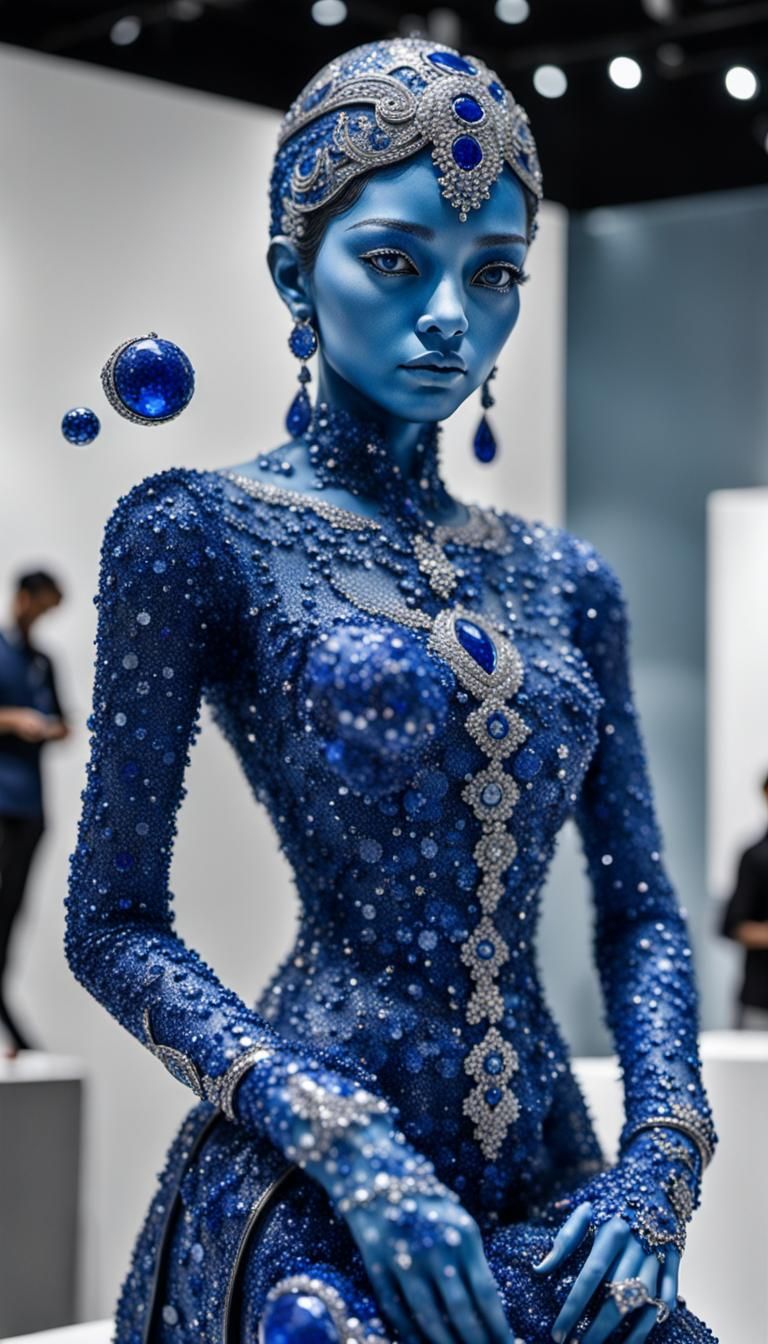 colorful full body shot sculpture made entirely of Sparkling...