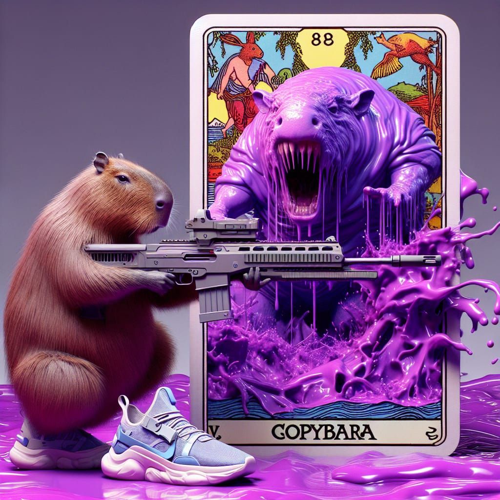 A capybara holding an AK-47