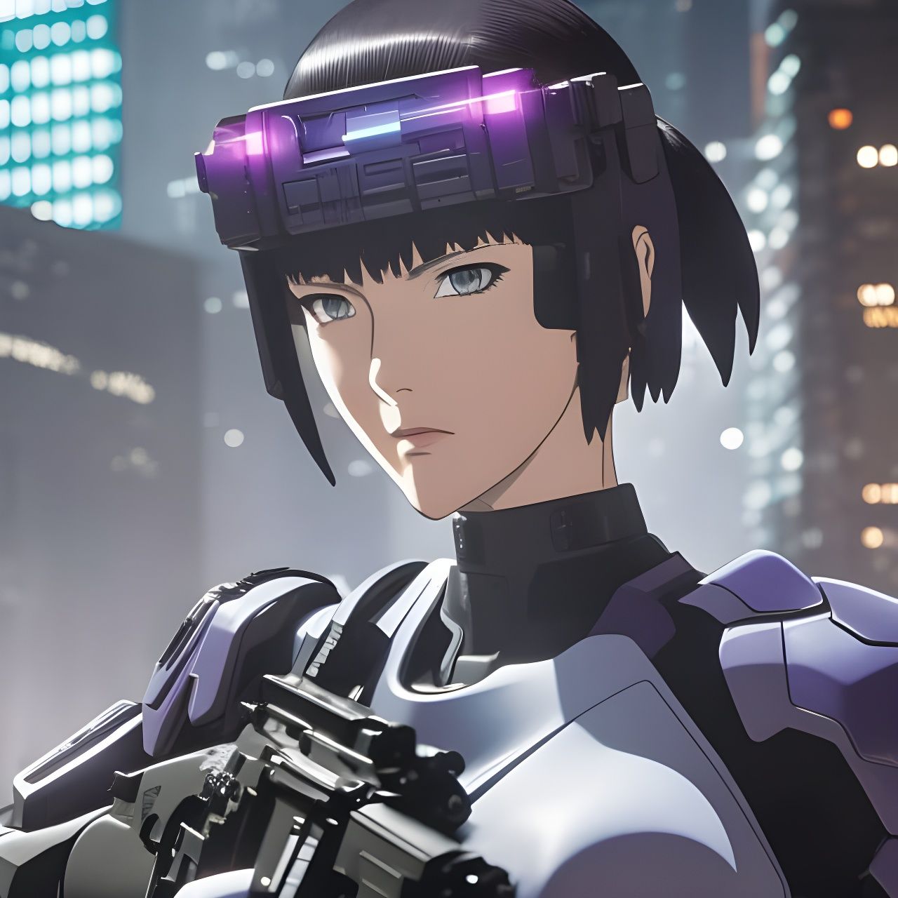 Motoko On A Mission. V3 - AI Generated Artwork - NightCafe Creator