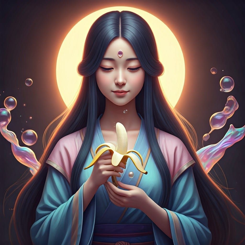 Ethereal Goddess of Impermanence in Dreamlike Landscape