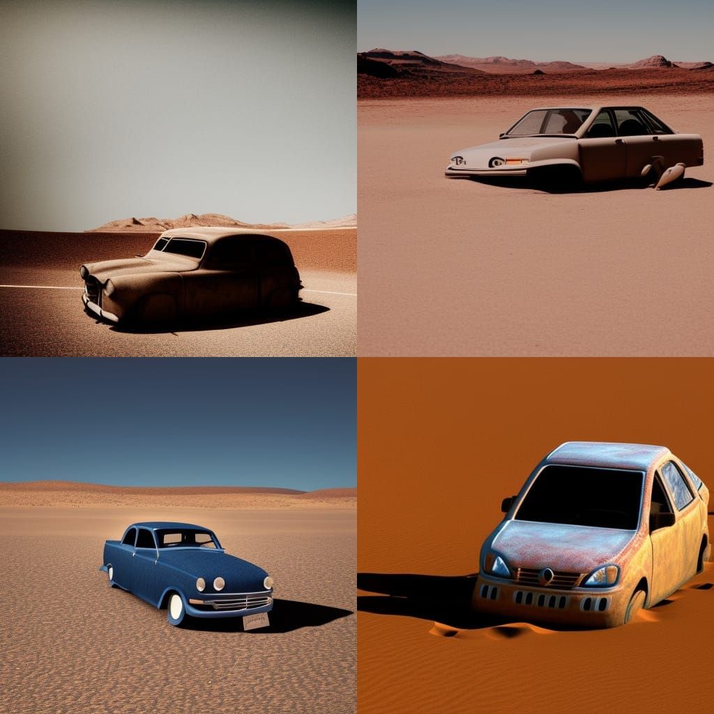 Abstract car in desert