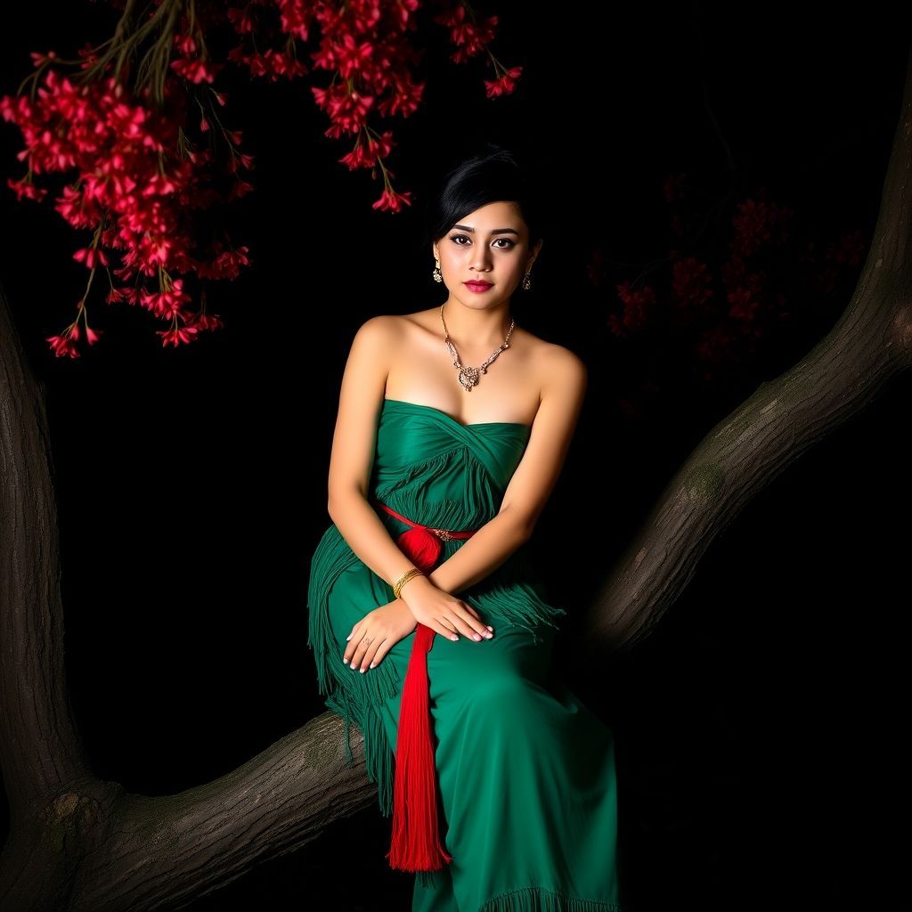 A digital illustration of a young woman