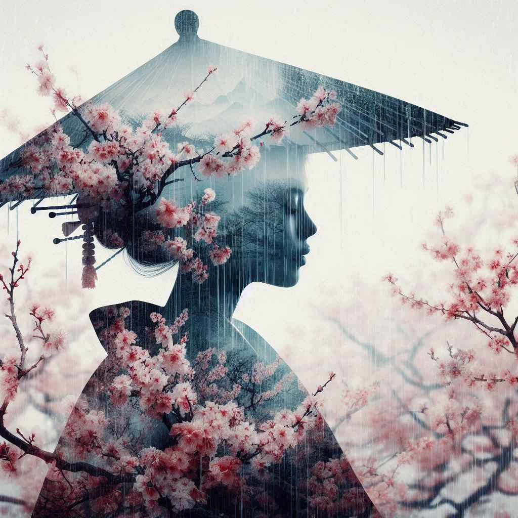 double exposure beautiful fantasy DALL-E 3 portrait landscap...