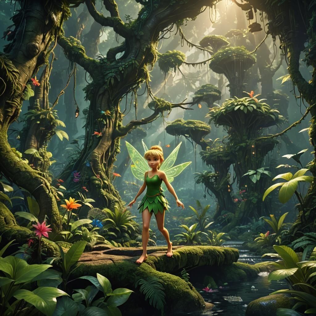 Tinker Bell exploring the rainforest