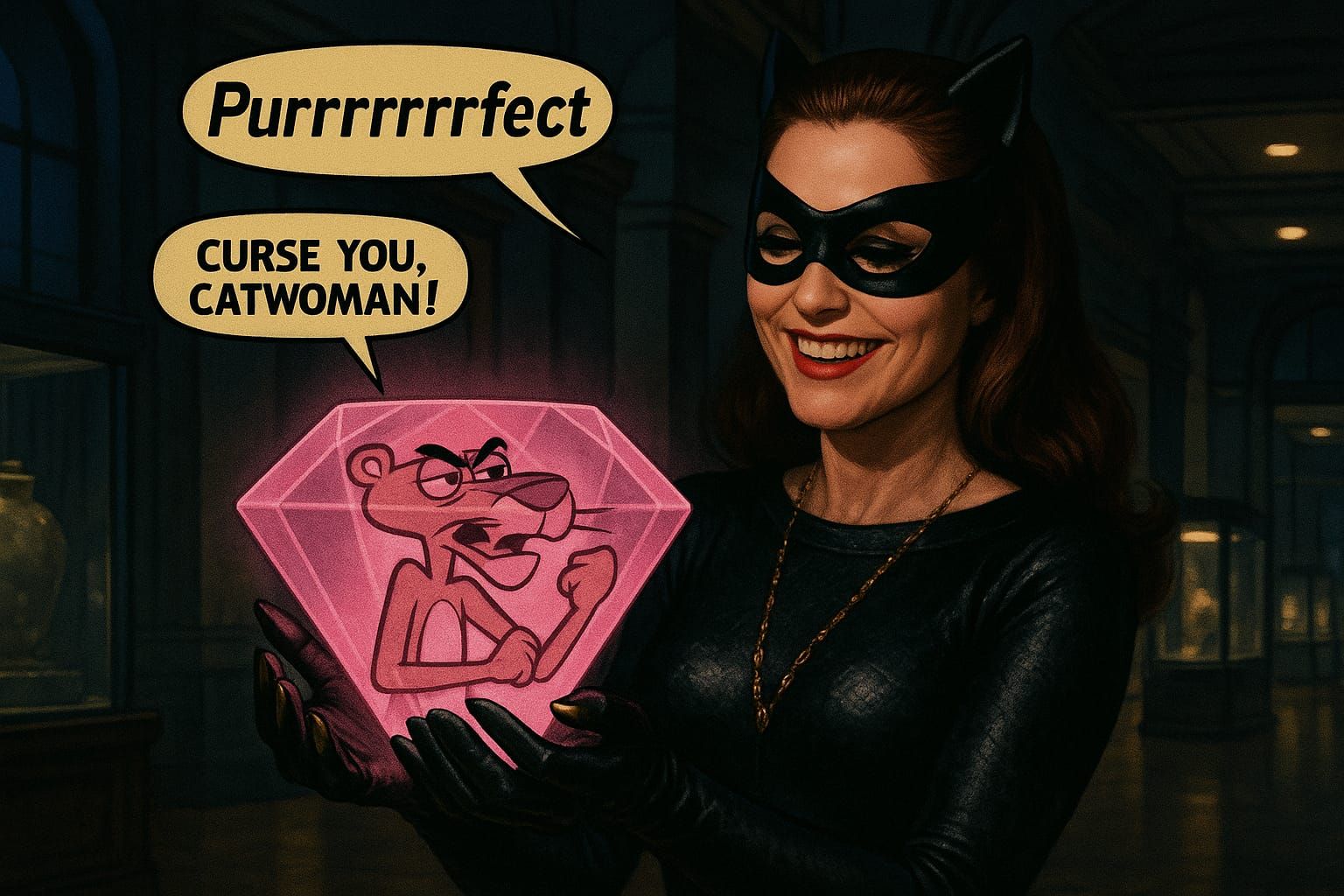 Catwoman pilfers Pink Panther