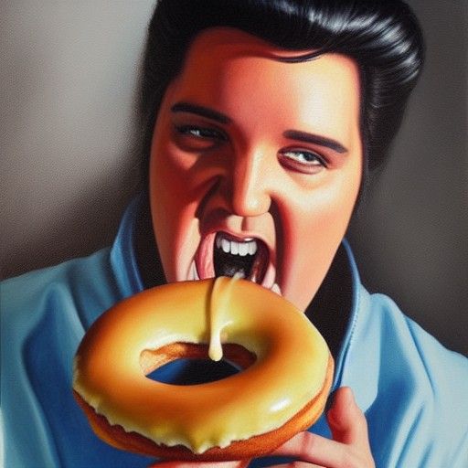 Elvis eating a donut
