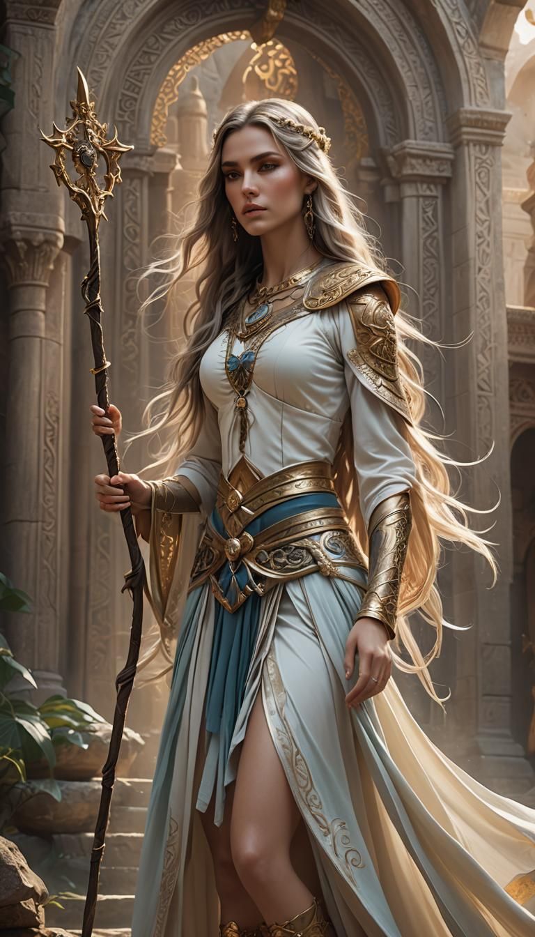 Create a character sheet with World of Fantasy style for high level girl healer, photorealistic style, ((Sketch book style)), (hand drawn),...