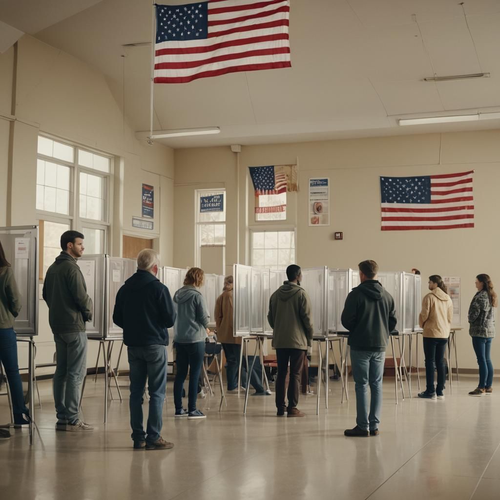 People Queue at Polling Station on Election Day