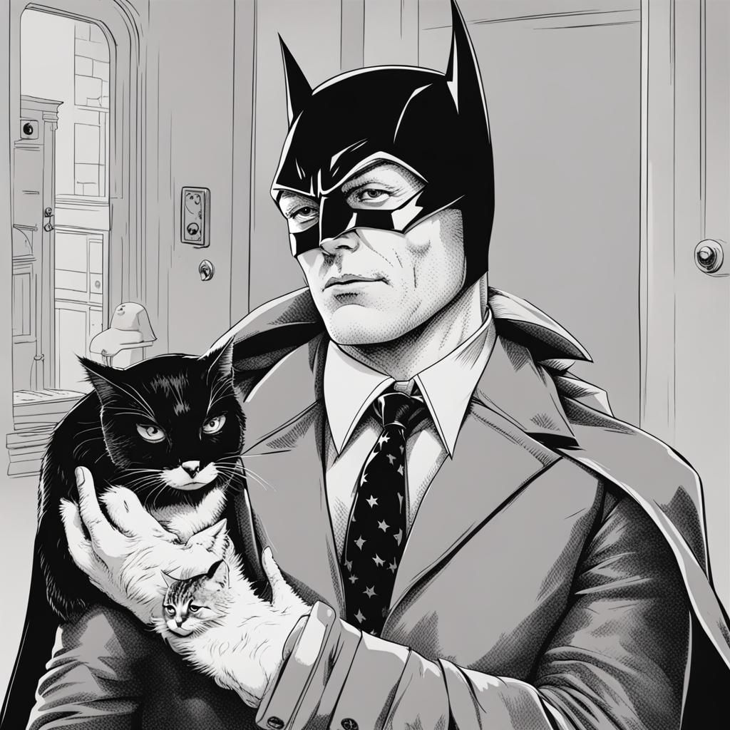 Batman with a cat