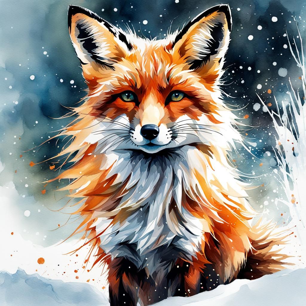 Fox In Snow - AI Generated Artwork - NightCafe Creator