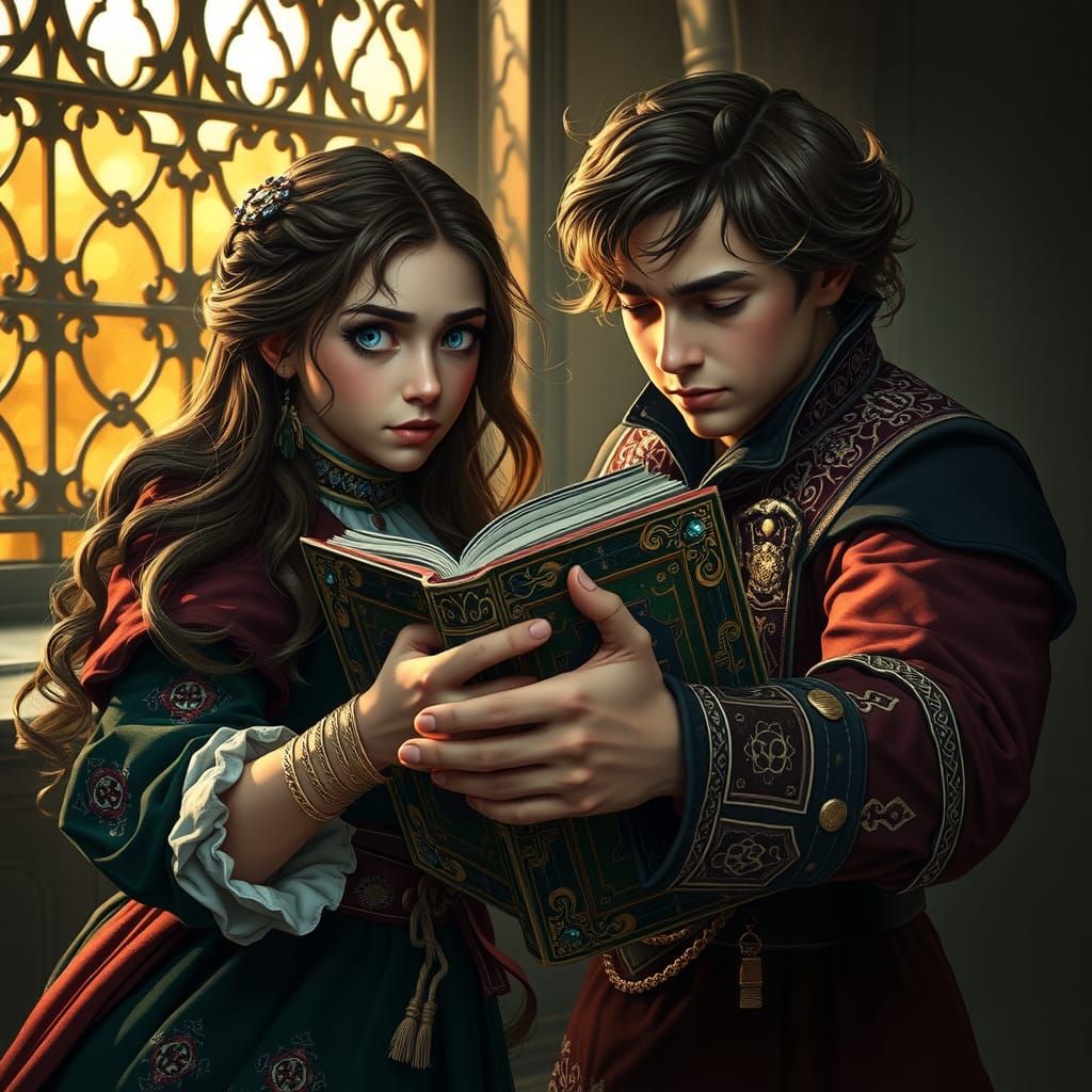 Warrior siblings reading a book