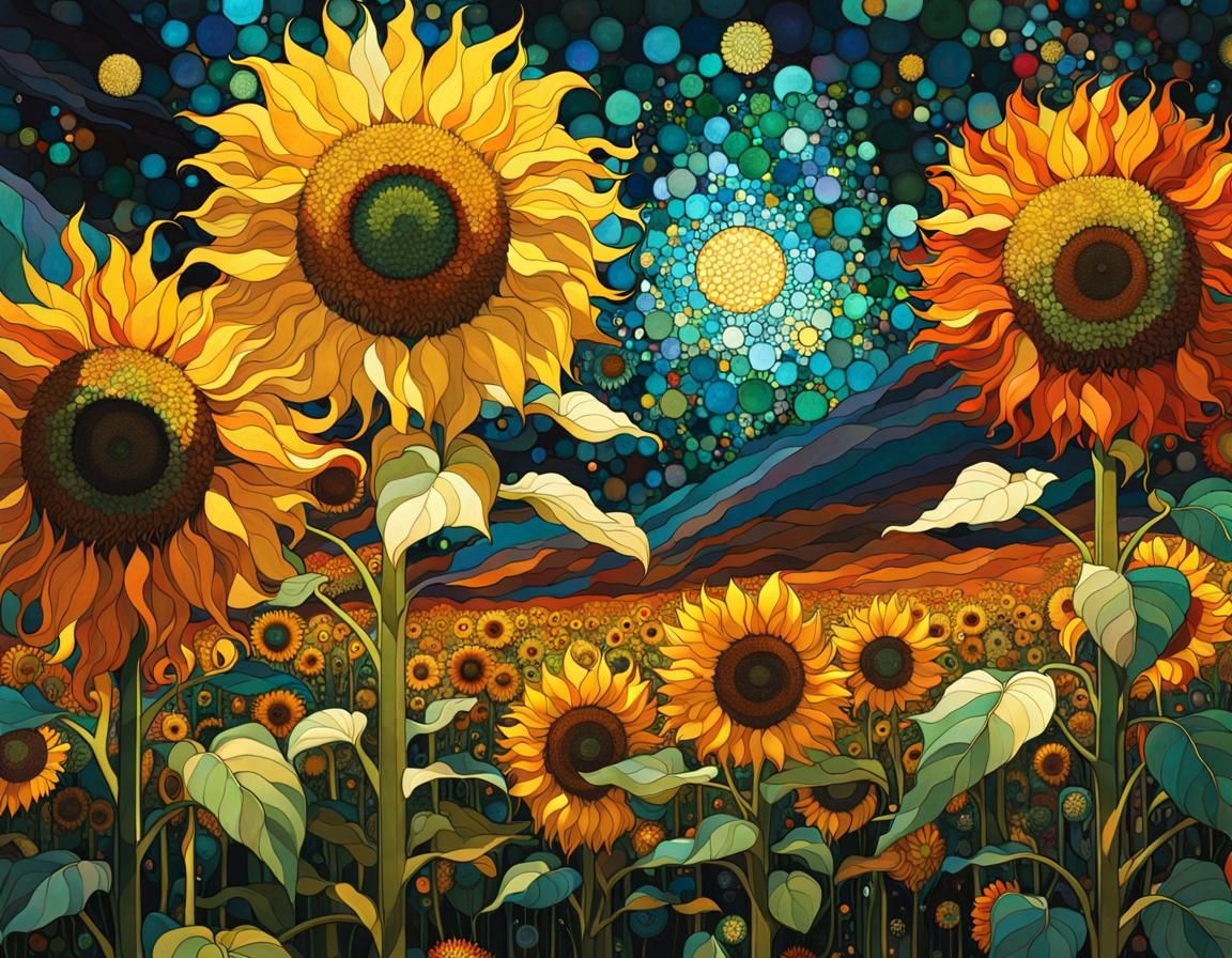 sunflowers glass-scape  by @Paulo