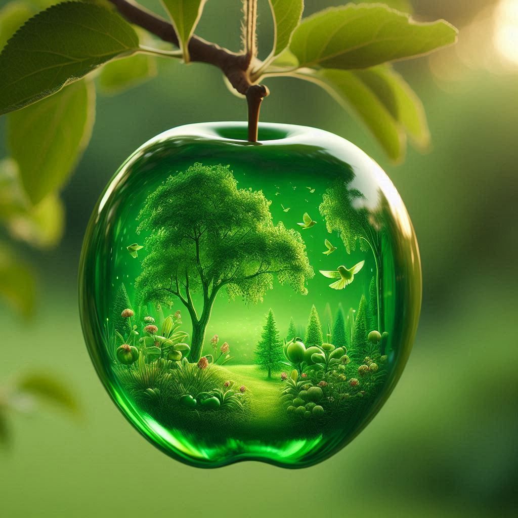 Green Garden in an Apple
