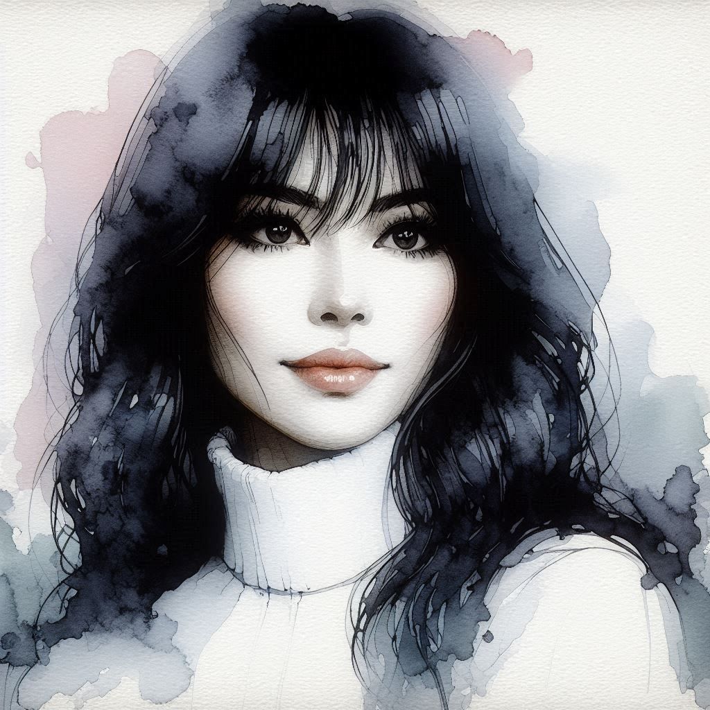 'The Pretty Brunette' Alcohol Ink Portrait