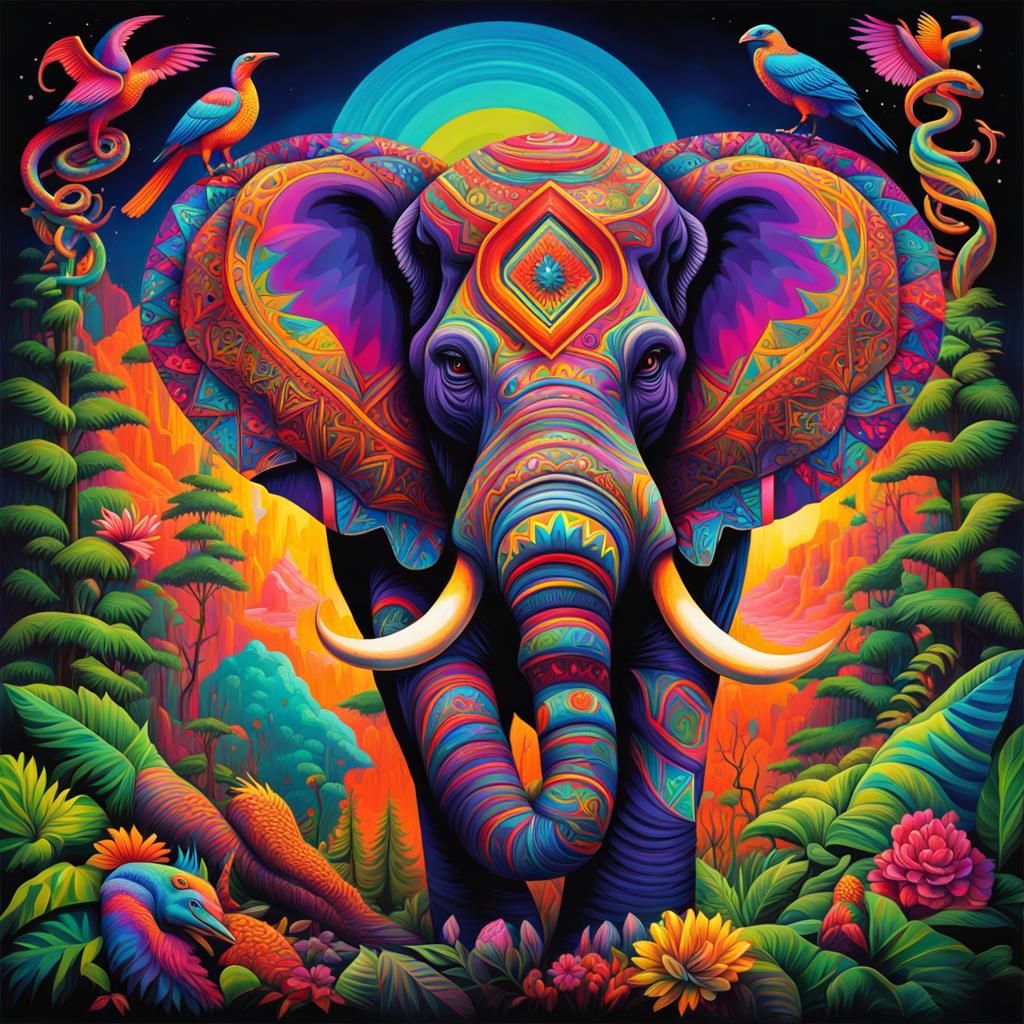 psychedelic visions of lsd ayahuasca with shamanic animals with ...