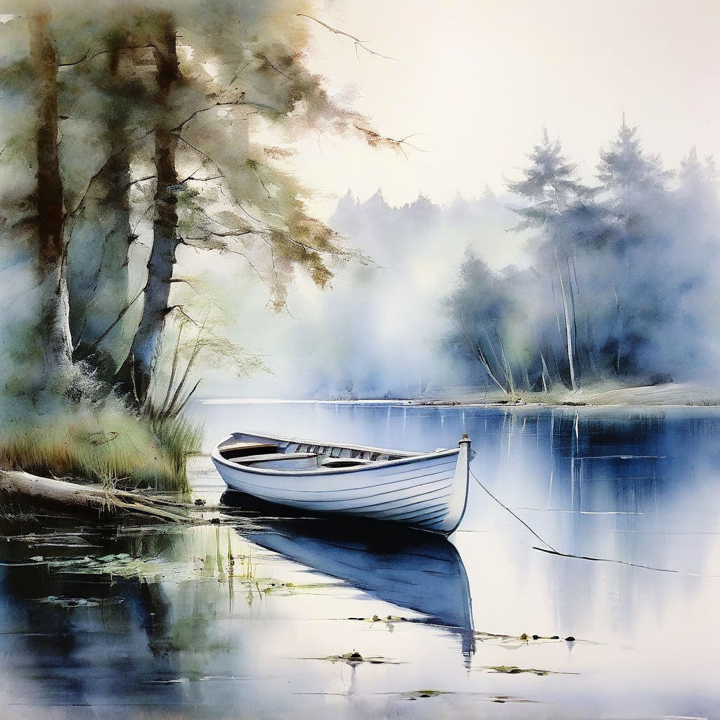 A small moored boat on a lake #1–5p