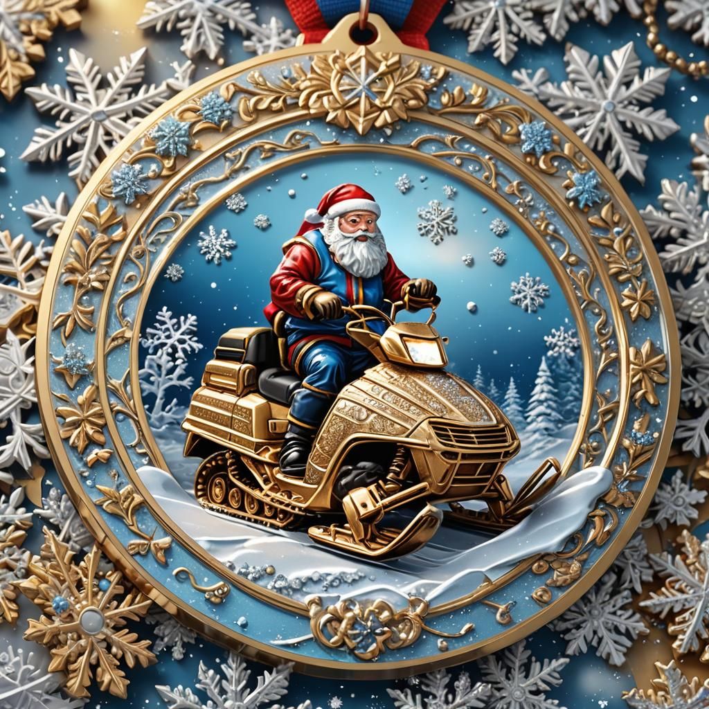 Exquisite Christmas Sports Medal with Santa in Digital Art
