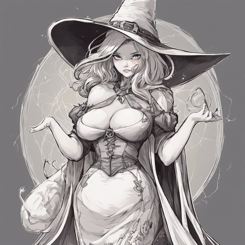 a big breast witch with dress - AI Generated Artwork - NightCafe Creator