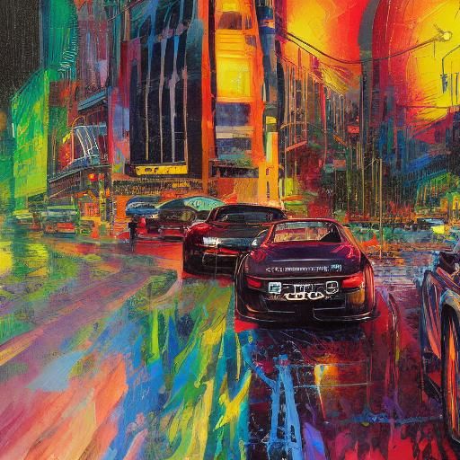 Bond Girl in Sports Car: Neo-Impressionist Detective Scene