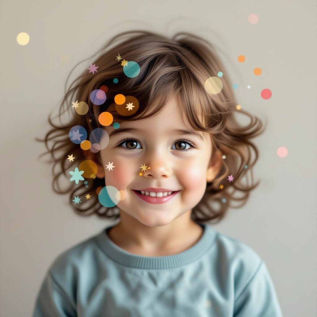 Adorable Child Artwork with Playful Elements