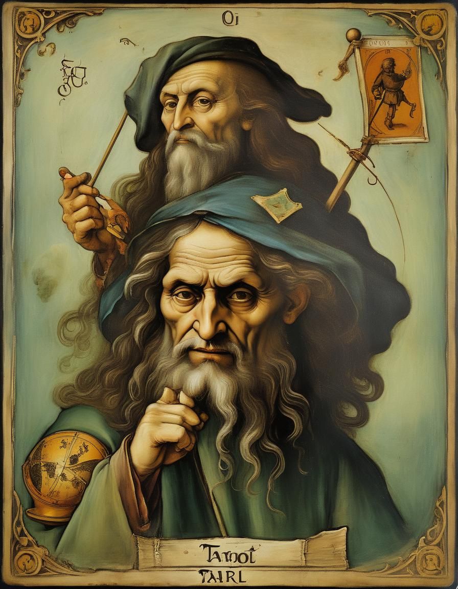 tarot fool oil painting by Leonardo da vinci