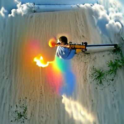 Rainbow shooting flamethrower magic