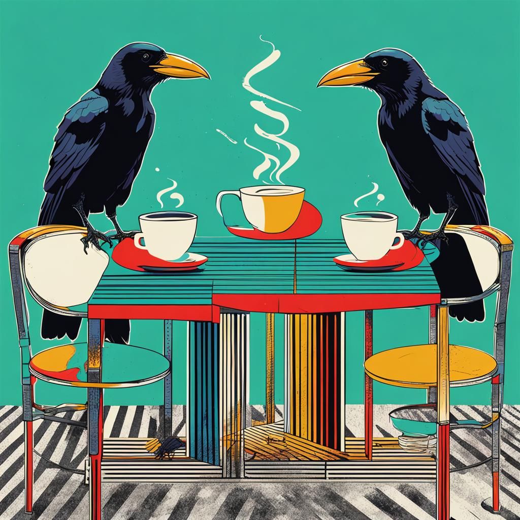 crows having coffee