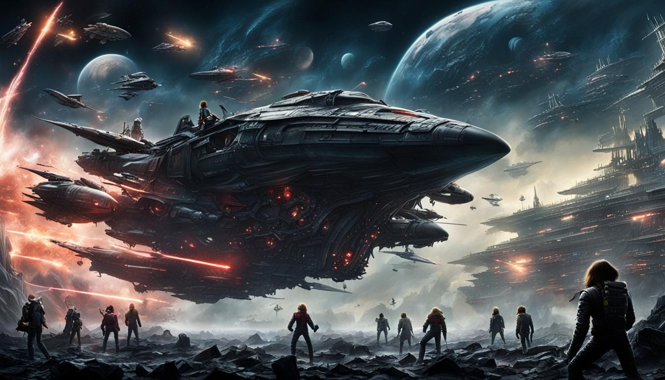 Captain Harlock and crew fighting the sylvidre aliens, epic ...
