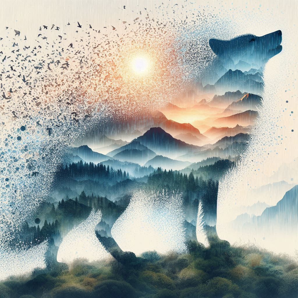 double exposure beautiful fantasy portrait landscape..