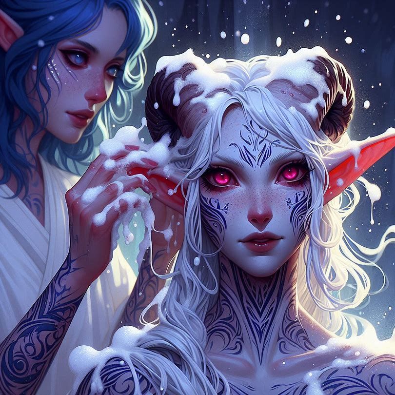 Albino tiefling at the hairdresser - AI Generated Artwork - NightCafe ...