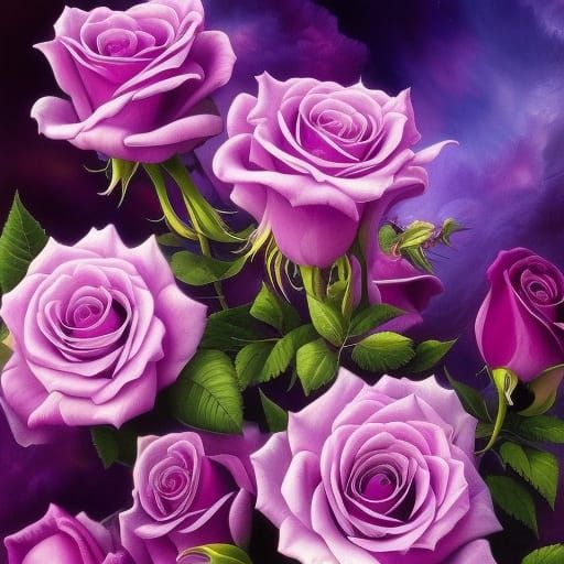 Purple roses - AI Generated Artwork - NightCafe Creator