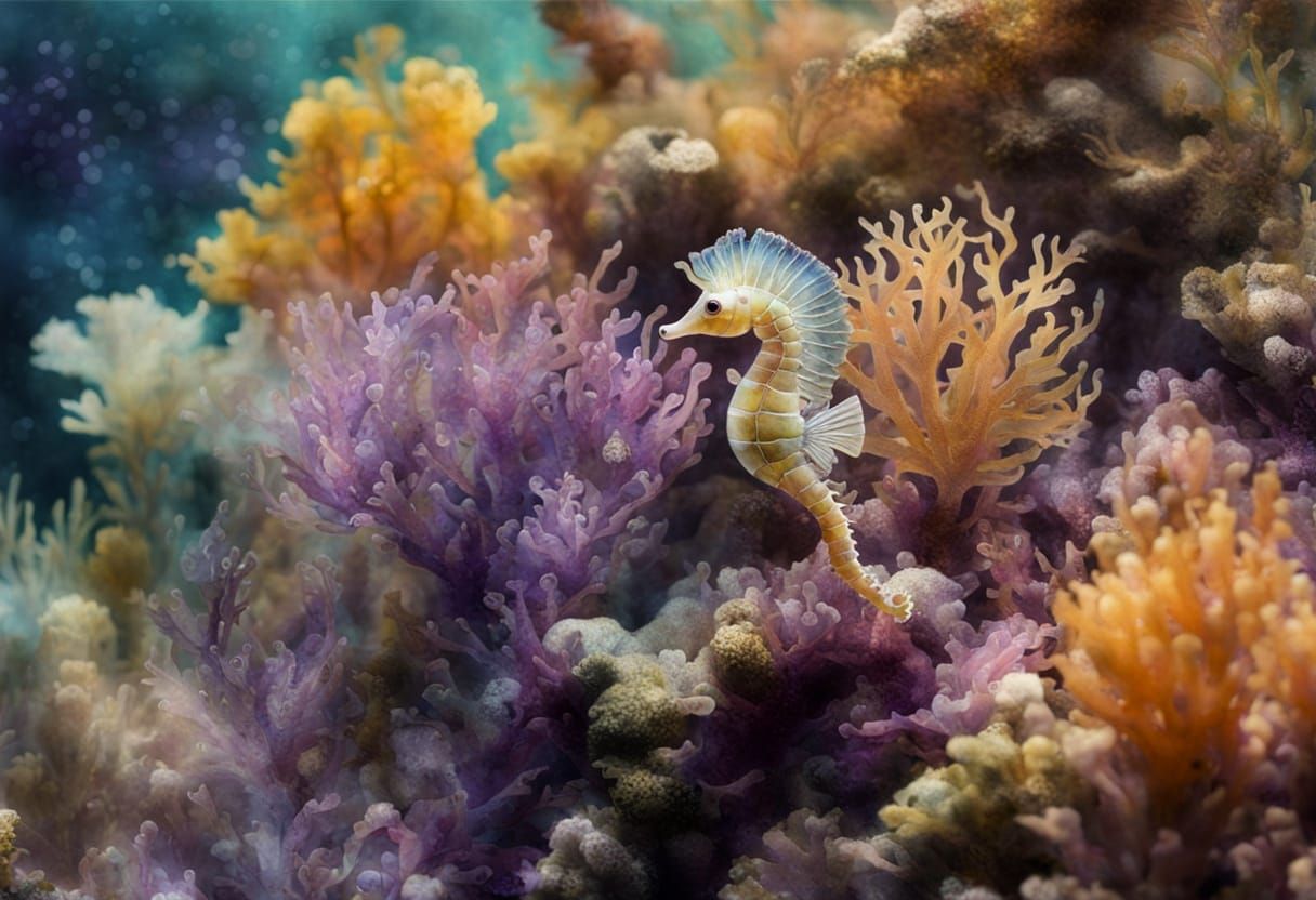Little seahorse in a big coral world  by @Katie May