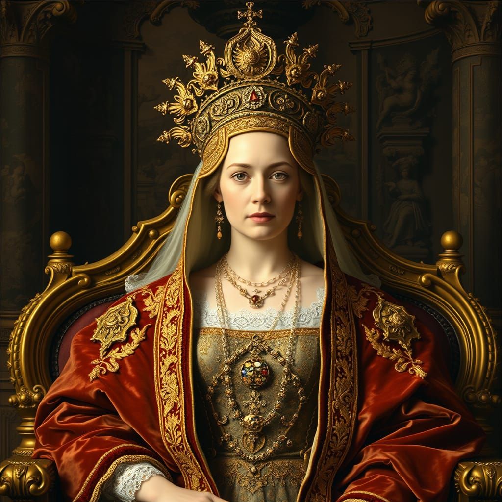 Regal Queen in Baroque Splendor