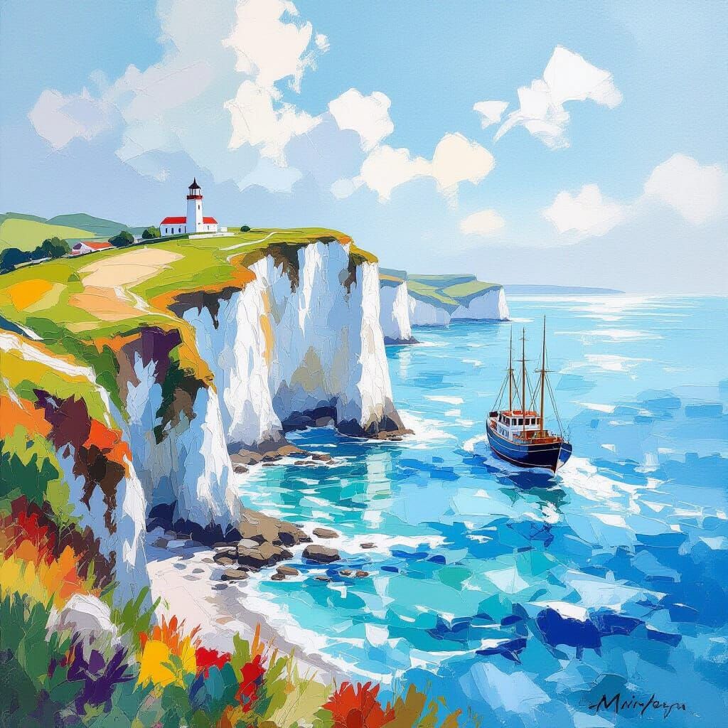 White cliffs and ocean