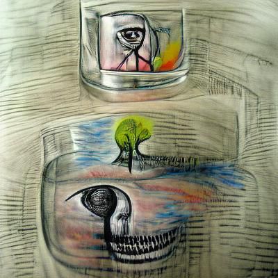 Optimism/pessimism the duality of everything charcoal drawin...