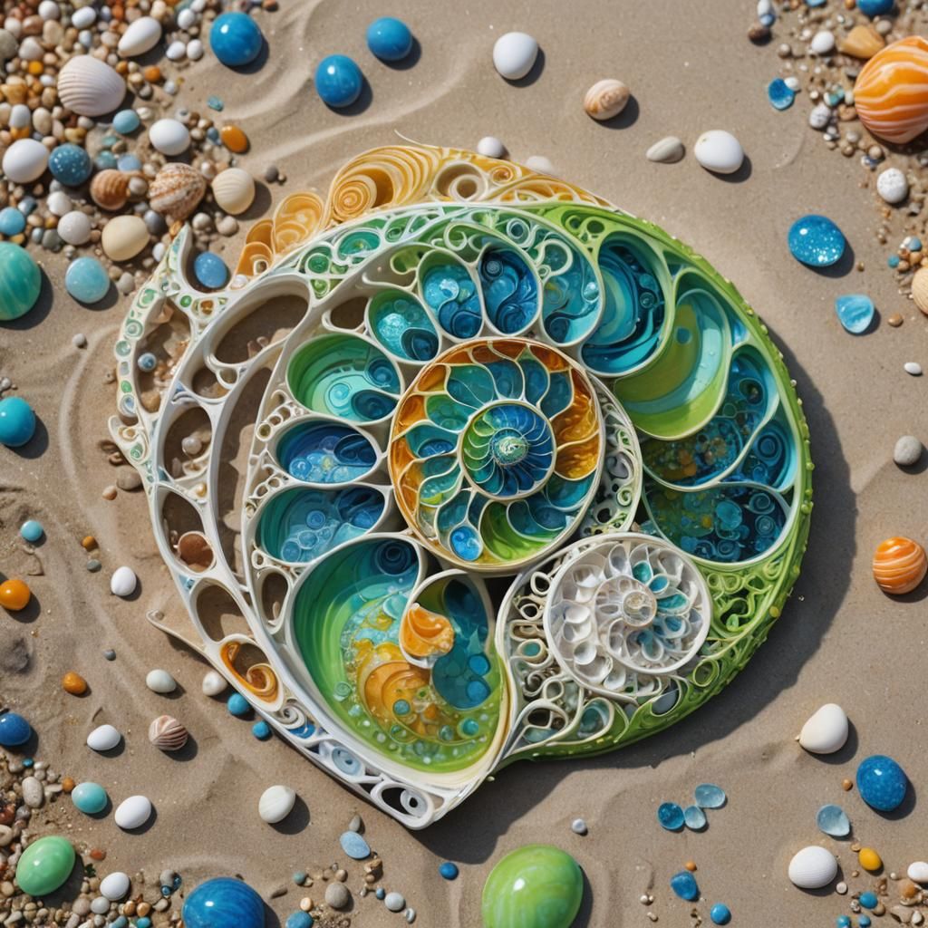 opalescent intricate filigree aqua lime green blue yellow wh...