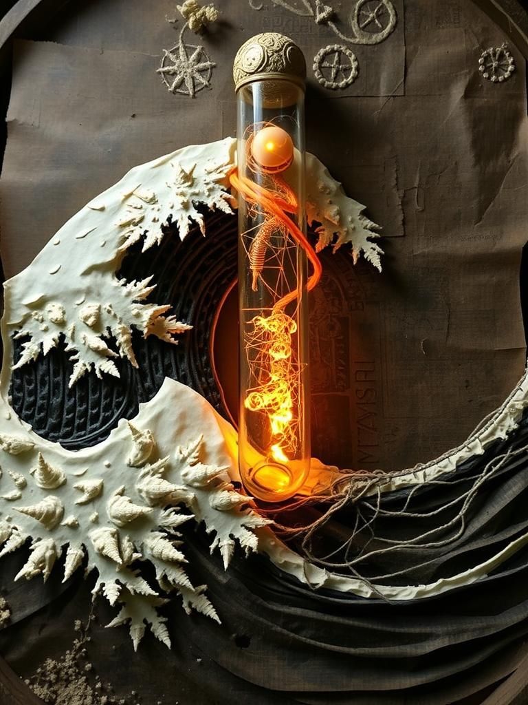 Surreal Test Tube Baby Riding Rogue Wave