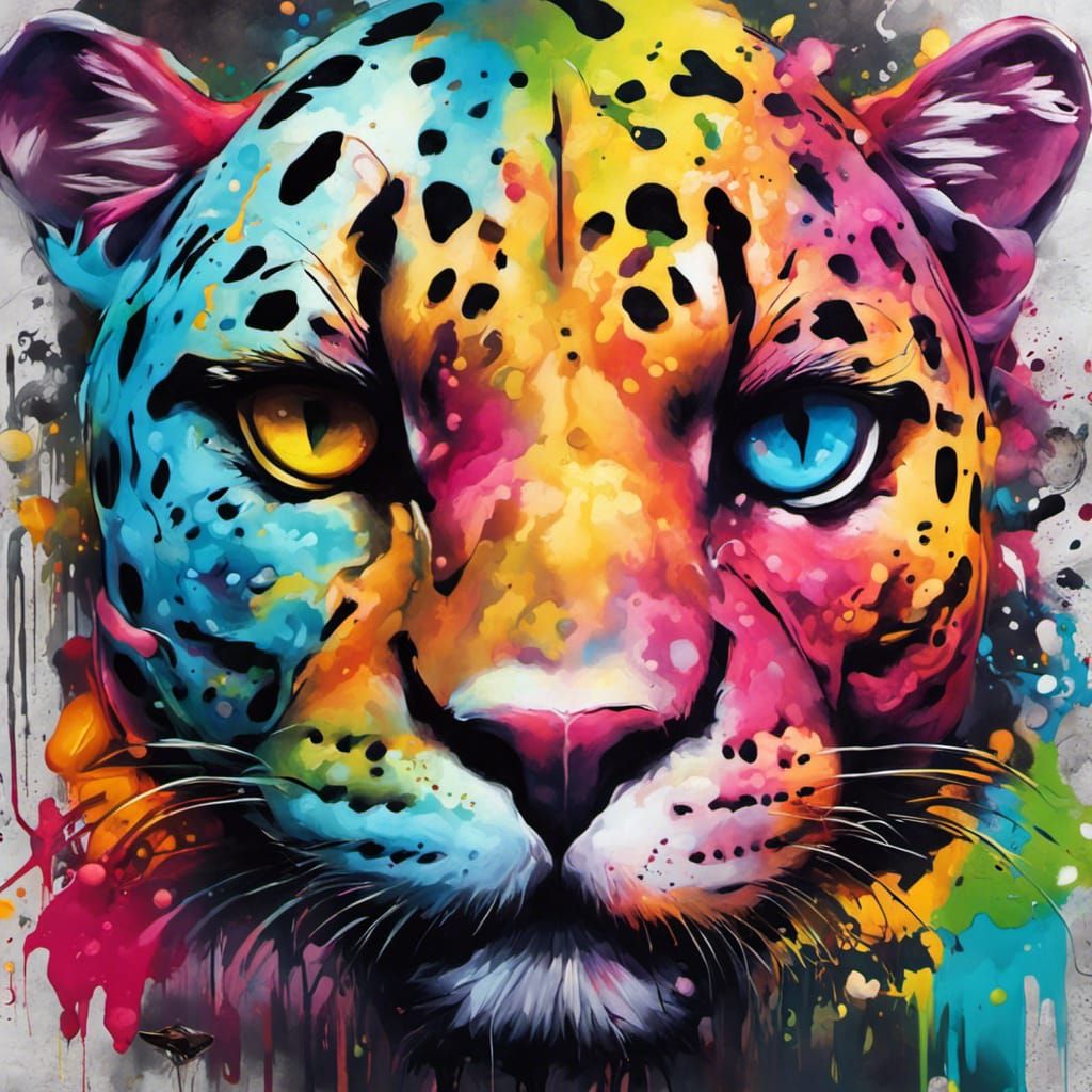 Quintessence Jaguar graffiti art, splash art, street art, spray paint ...