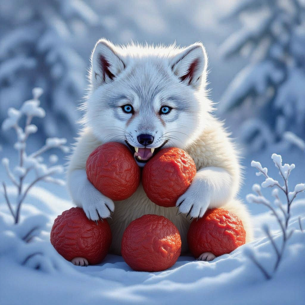 arctic wolf cub scared