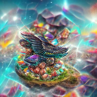 Flying Island Made of Gemstones