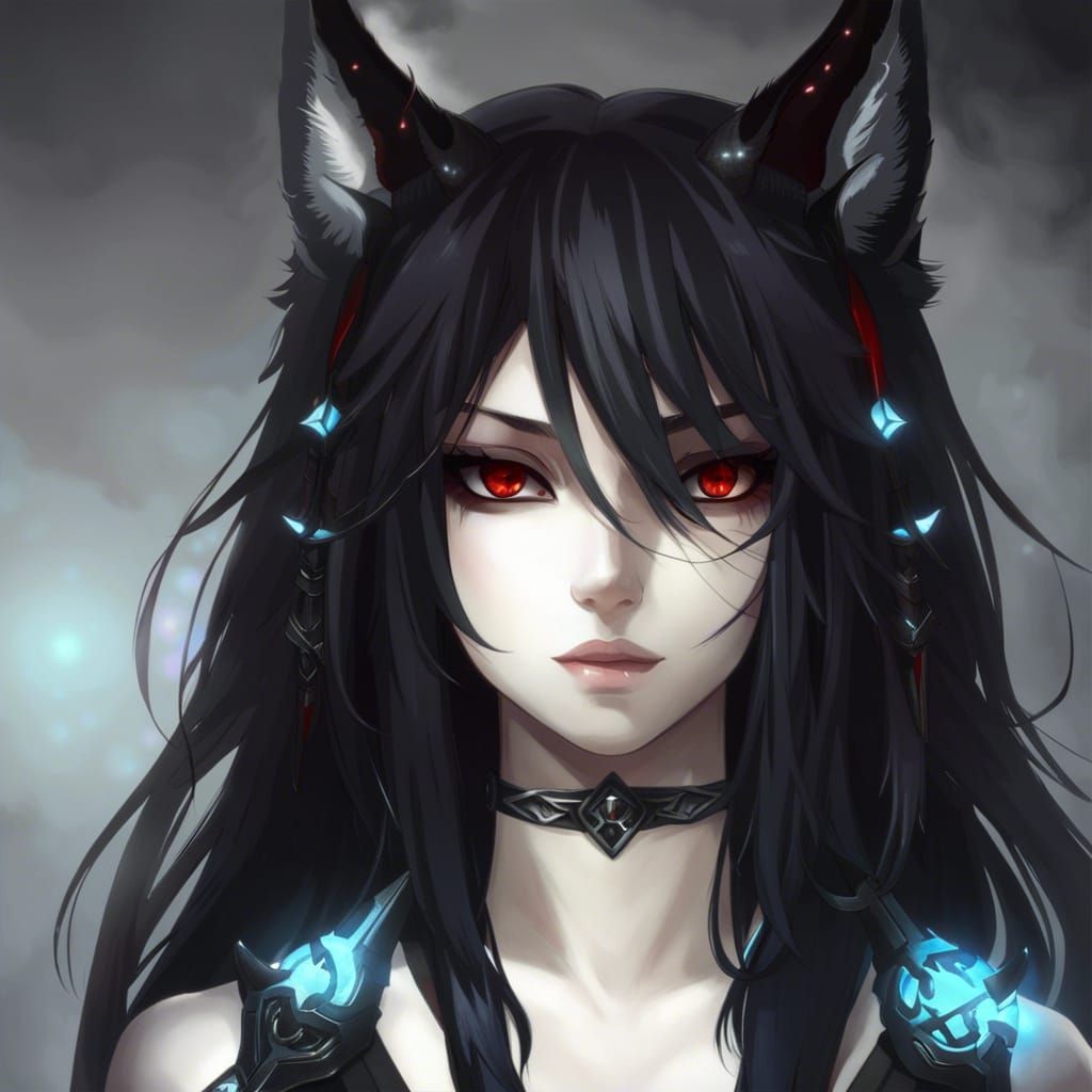 Red Eyed Wolf Girl 3 - AI Generated Artwork - NightCafe Creator