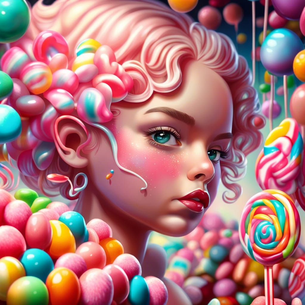 Beautiful girl amongst the candy! - AI Generated Artwork - NightCafe ...