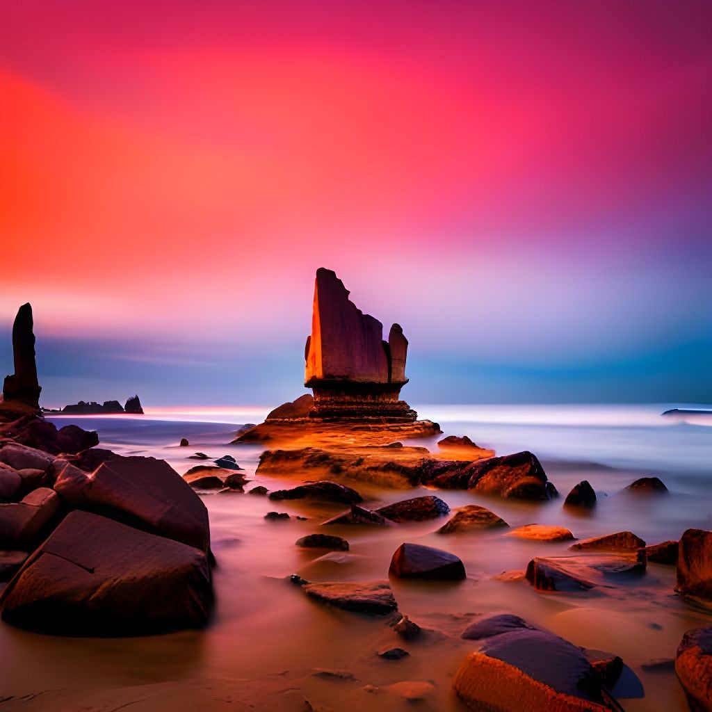  a surreal landscape with towering rock formations 