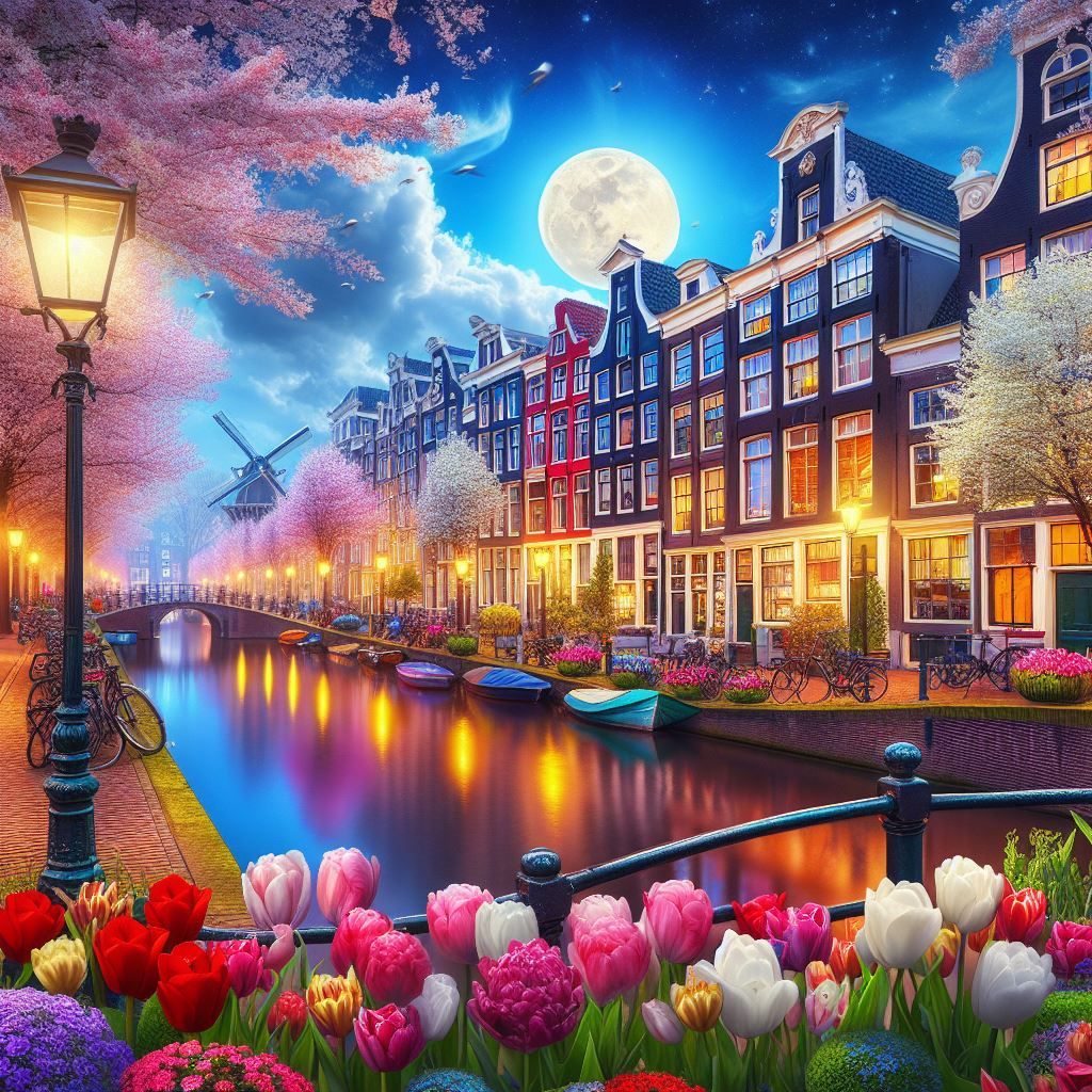 Colorful Amsterdam in the Spring