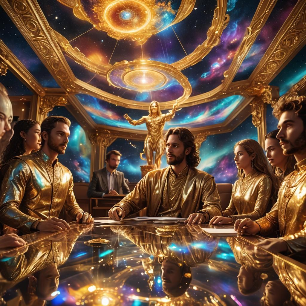 (An Ethereal Meeting of Celestial Powers in a magnificent co...
