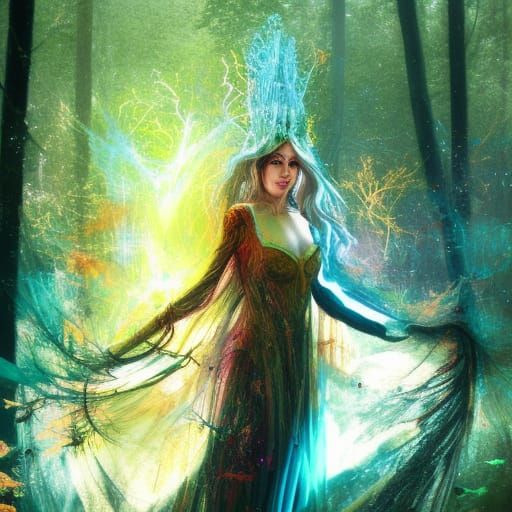 centered magic queen in forest !!!