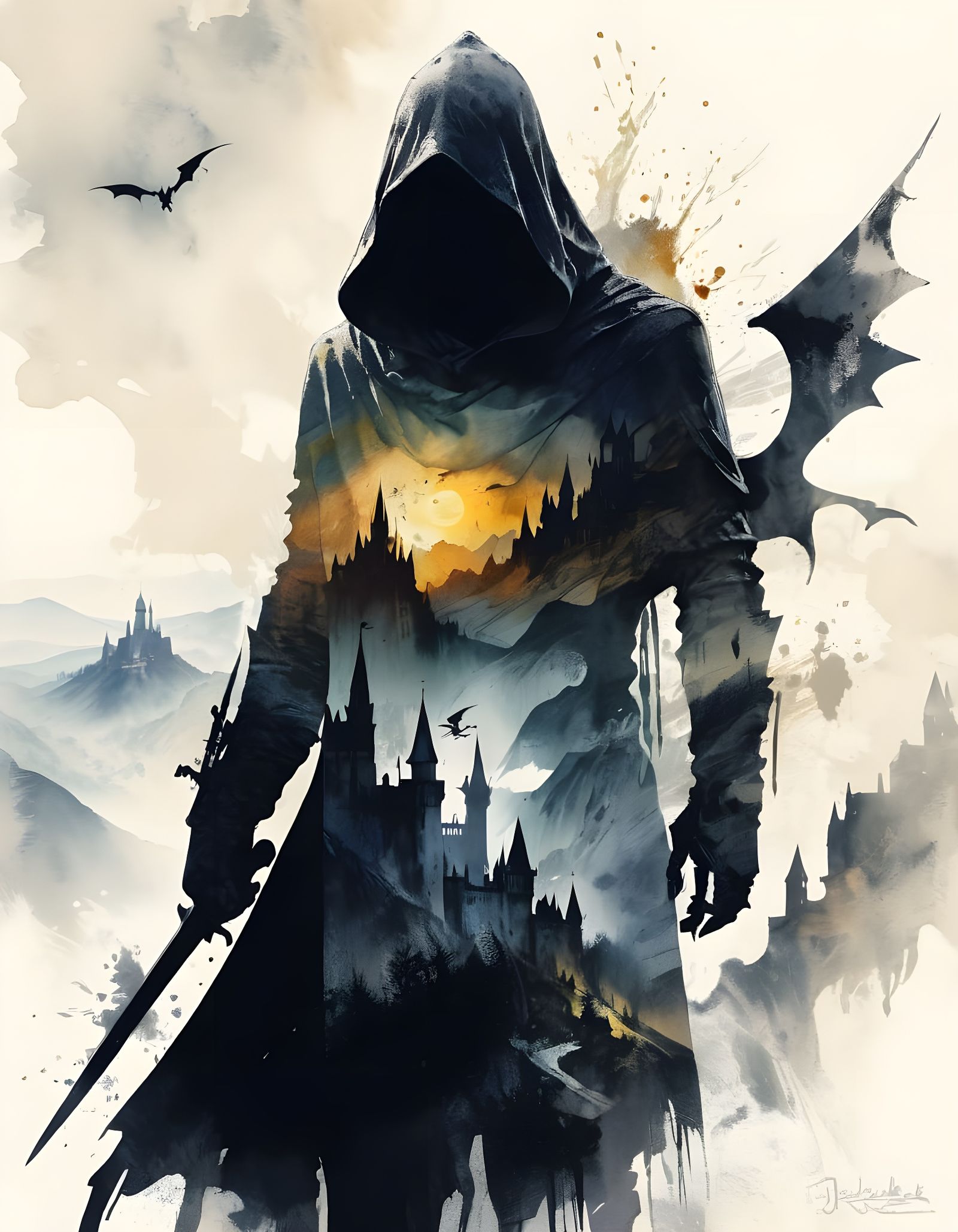 Fantasy Assassin double exposure  by @forge4ward